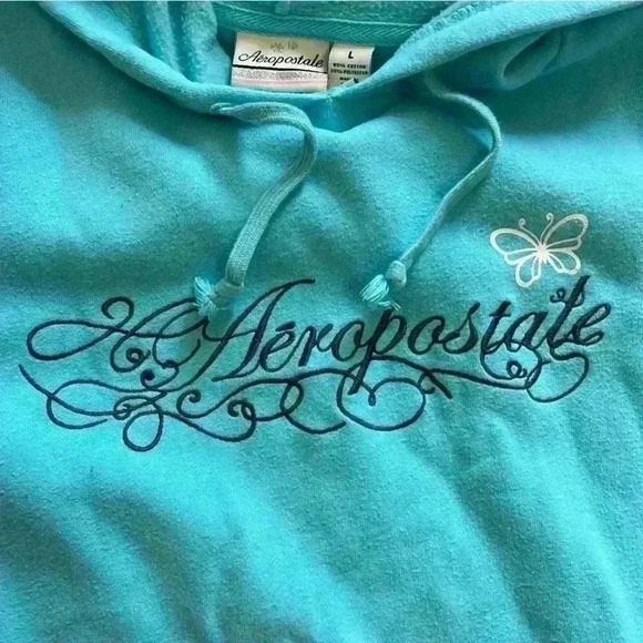 Y2K Aeropostale Embroidered Logo Butterfly Hoodie Large - Picture 2 of 6